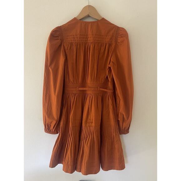 ULLA JOHNSON Rosalind Dress Saffron Rust Orange Size 2 - Picture 9 of 11